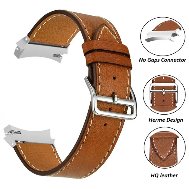 Leather Band Samsung Galaxy Watch 4 Classic 46mm 42mm 44mm 40mm Smartwatch  - Watchbands - Aliexpress