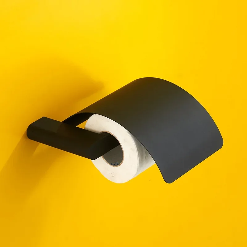 

Black Stainless steel paper towel rack bathroom paper holder roll Holder tissue holder with cover suporte de rolo