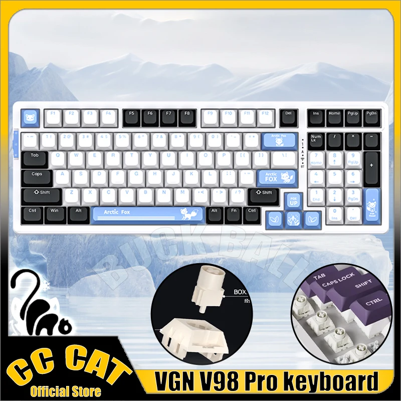 

VGN V98 Pro Mechanical Keyboard Gaming Keyboards 3Mode Bluetooth/Type-C/Wireless Keyboard Gasket Custom RGB Backlight Keyboards