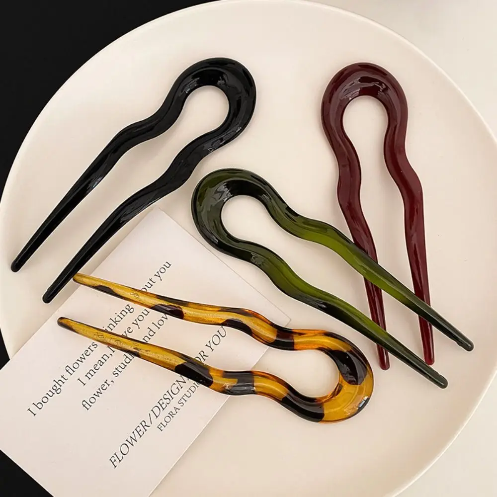Mode U-förmige Haar gabel geometrisches Design Schildpatt Haarnadel Kopf bedeckung Acetat Haars tyling Werkzeuge Frauen Mädchen – Detail 5