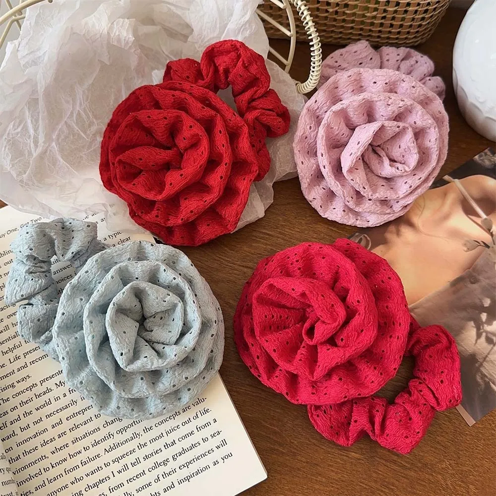 AISHG Korean Romantic Sweet Rose Hair Rope Women Gentle Elegant Lace Rubber Band Hair Loop Girls Hair Accessories Wholesale
