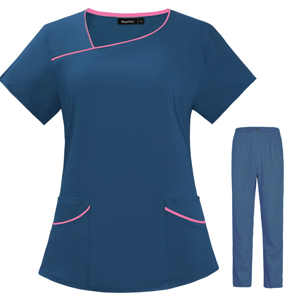 Beauty Salon Overalls summer Short-sleeve Medical Uniforms Doctors Nurses Clinical women Clothes Pet Scrubs Female Nursing Suits
