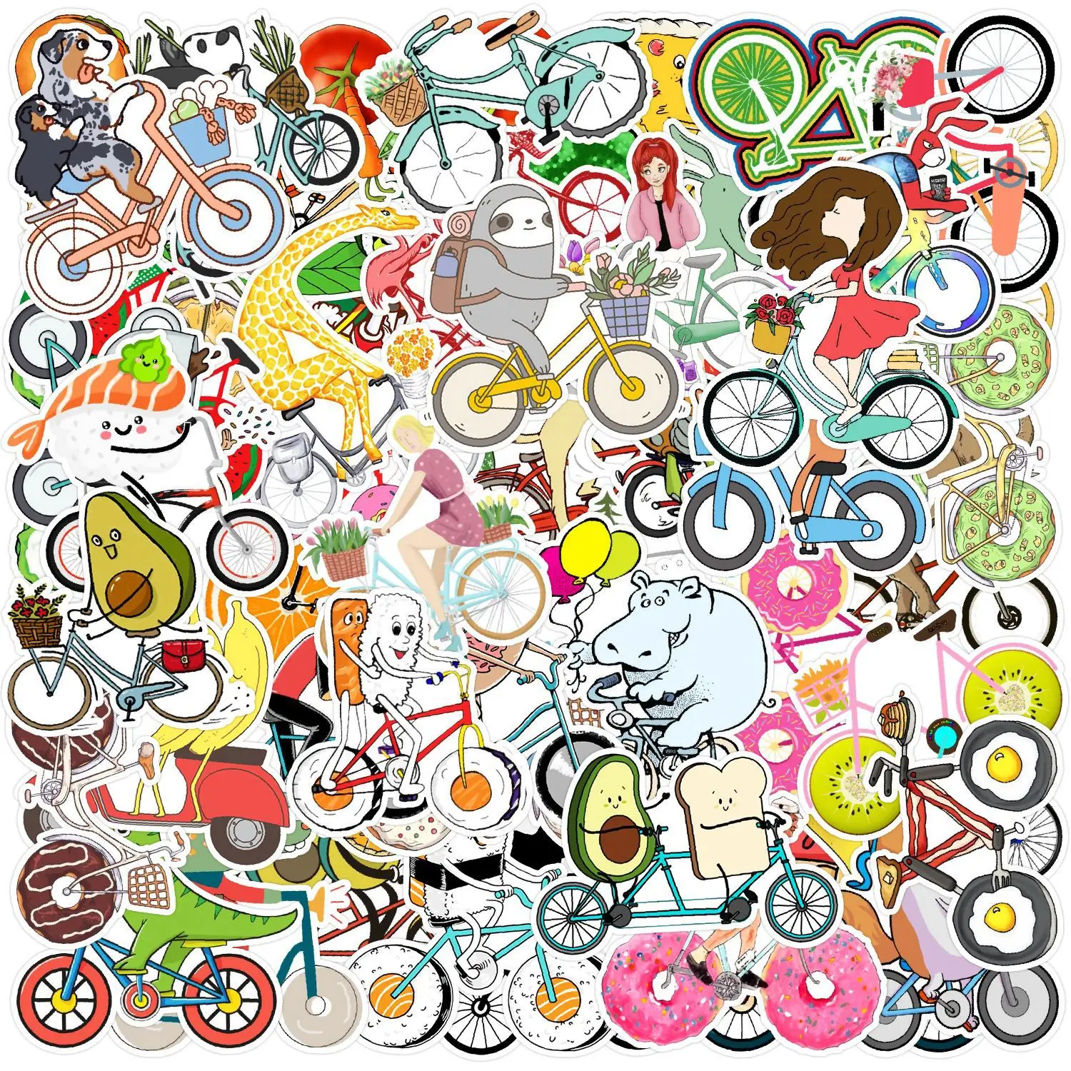 

10/30/50pcs Creative Bike Graffiti Sticker Skateboard Travel Suitcase Diy Cartoon Children's Sports Toy Sticker