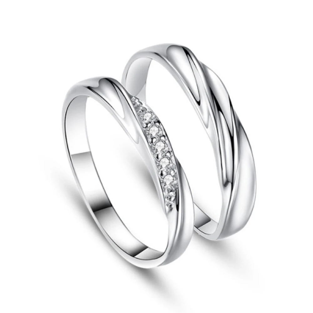 JewelMaze Platinum Plated Couple Ring For Girls And Boys