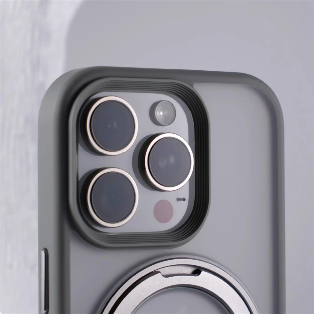 Magnetic Bumper Case with 360° Rotation Metal Ring Holder - Shockproof and Magsafe-Compatible Cover