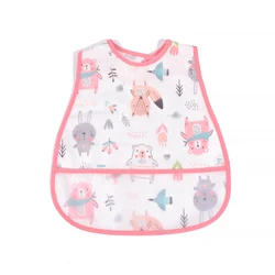 Cartoon Pattern Waterproof Adjustable Baby Bib and Kids Apron (Pink Bear)