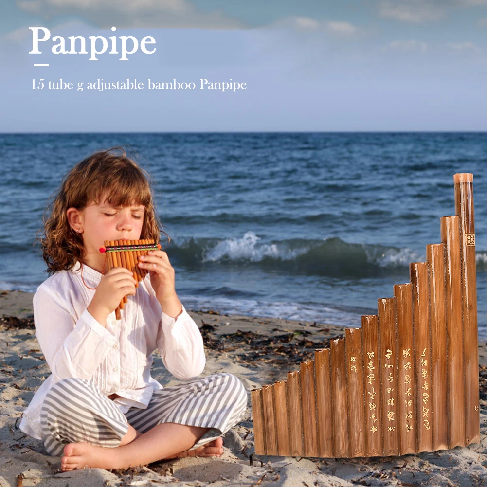 15 Pipes Chinese Traditional Musical Instrument Bamboo Pan Flute Natural Bamboo Wind Instrument Panpipe G Key