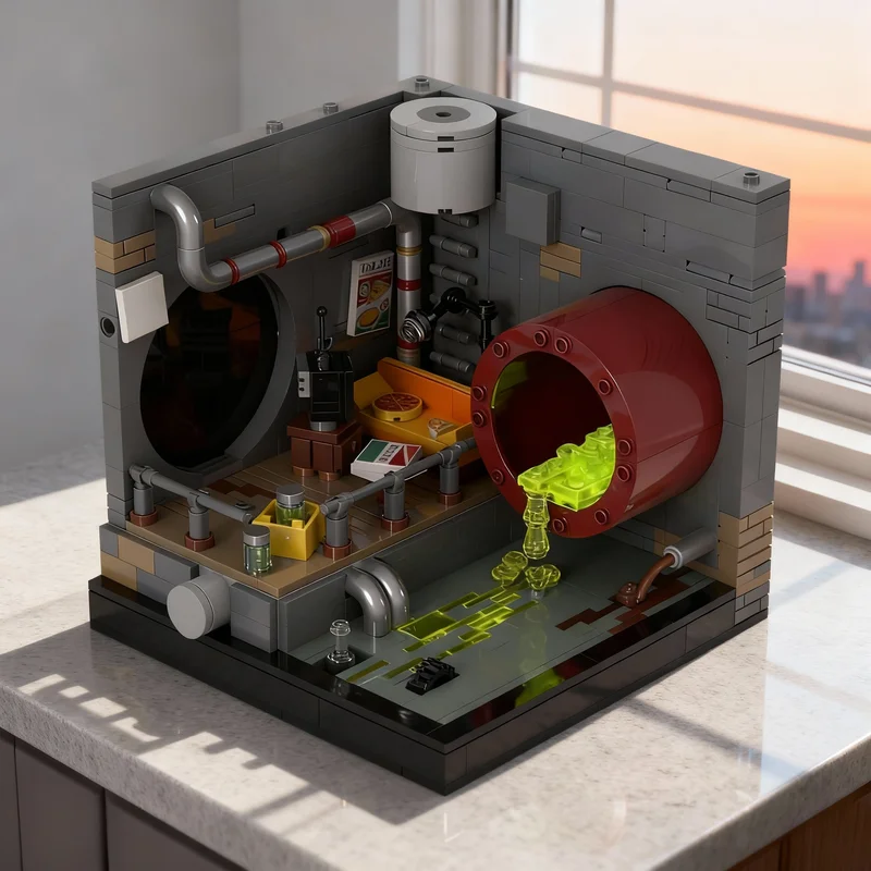 Tmnt Lab Building 580pcs MOC Teenage Mutant Ninja Turtles TMNT Lair Sewer Model Building ...