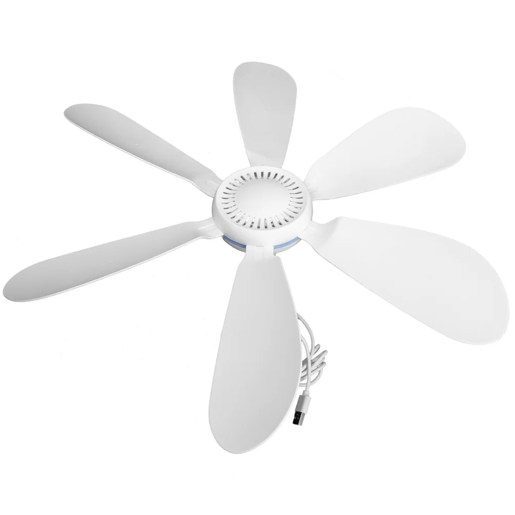 

1 Set USB Powered Ceiling Canopy Fan Ceiling Fan 6-blades Hanging Fan for Camping Bed Dormitory