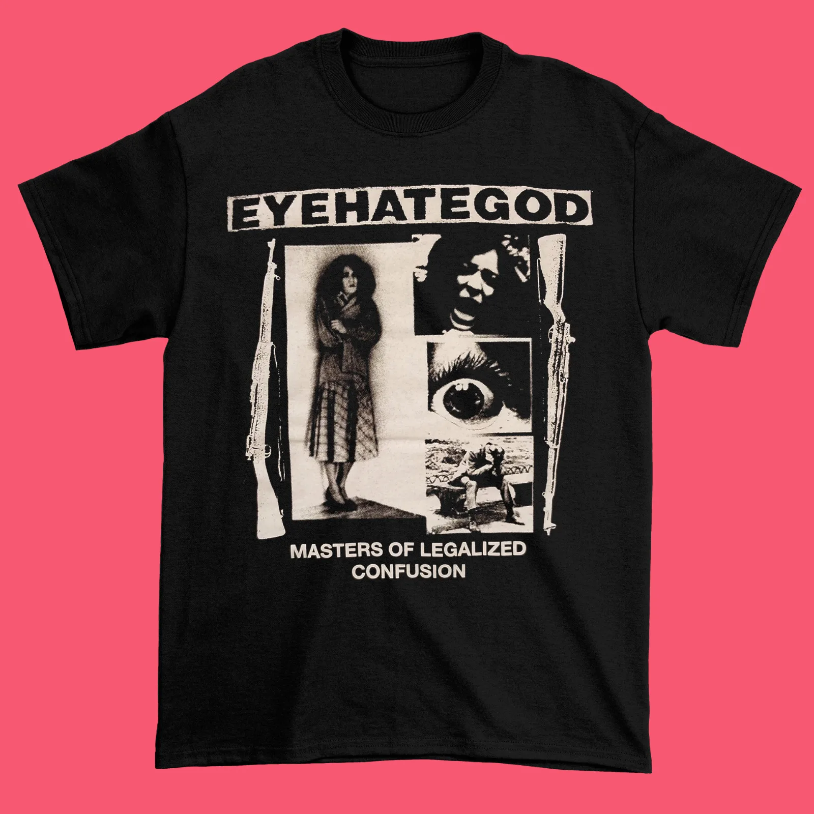 EyehateGodバンド半袖コットンシャツ、ユニセックスブラックシャツ 