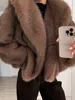 Oversized Brown Fluffy Faux Fur Coats For Women Winter Autumn Loose Lapel Cardigan Jacket 2024 New High Street Warm Outwear 1