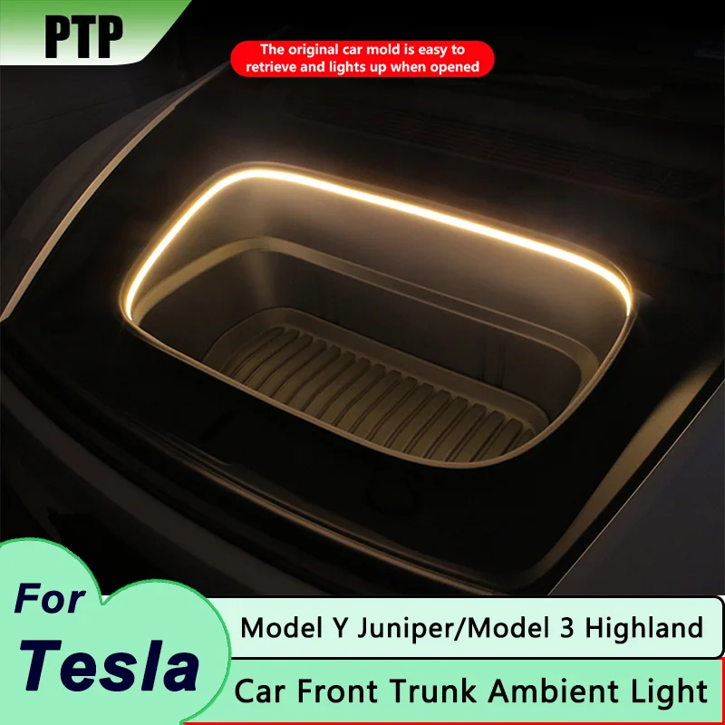 Für Tesla Model 3 Highland 2024 Frunk Lichtleiste Vorderer Kofferraum LED Ambientebeleuchtung Model Y Juniper 2025 Auto-Innenraum-Zubehör