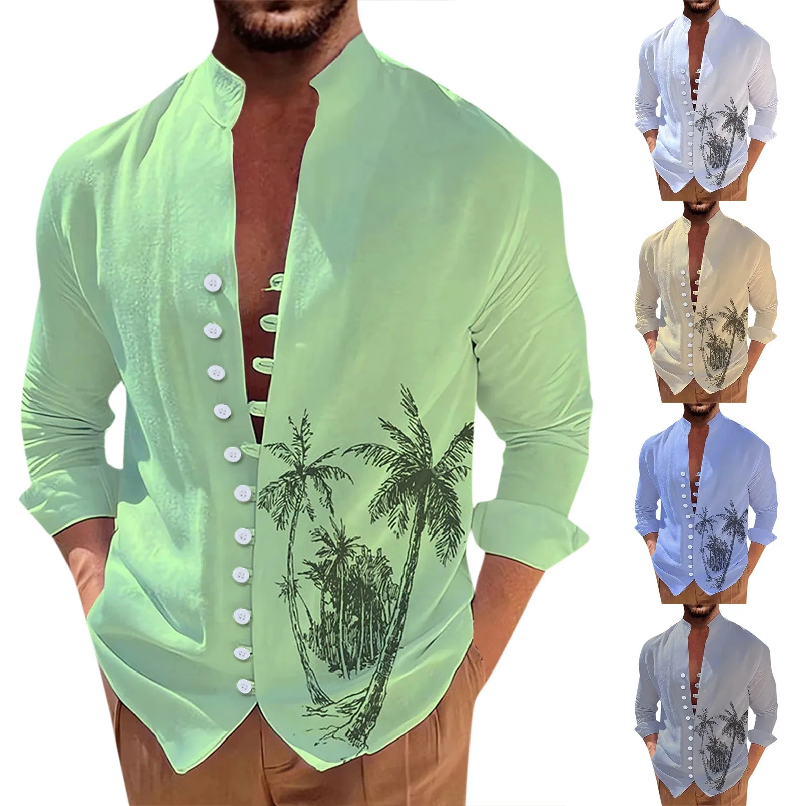 

New Men'S Retro Casual Loose Fitting Long Sleeved Printed Luxury Fashion Shirts And Blouses For Men Camisas Camisas Masculino