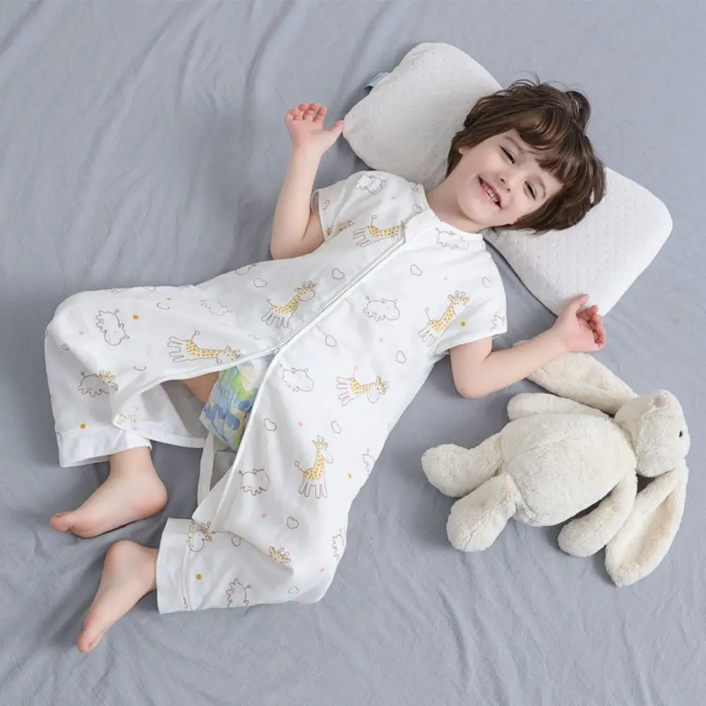 Child Sleeping Bag Summer Split Leg Baby Playsuit Dinosaur Print Gauze