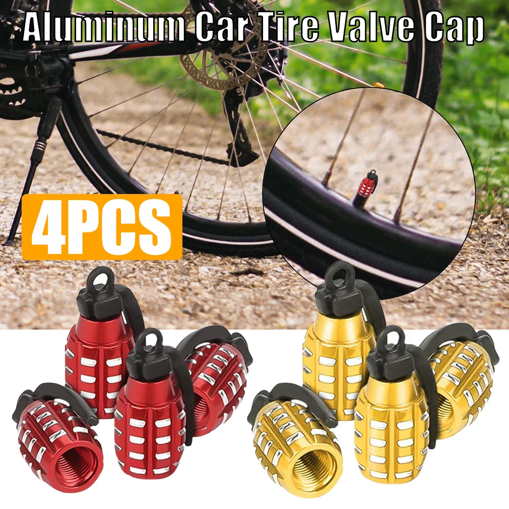 

4pcs Aluminum Car Tire Valve Cap Grenade Alloy Tyre Valve Stem Cover Air Dust Cap Tire Valve Truck Bike Wheel Rim Valve Stem Cap
