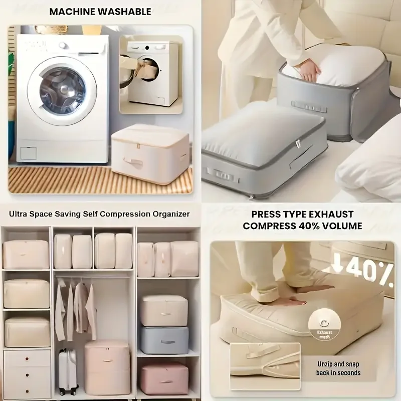 1pc Heavy-Duty Self-Compression Storage Bag,Ultra Space-Saving Organizer for Comforters, Clothes, Blankets,Clothes Storage