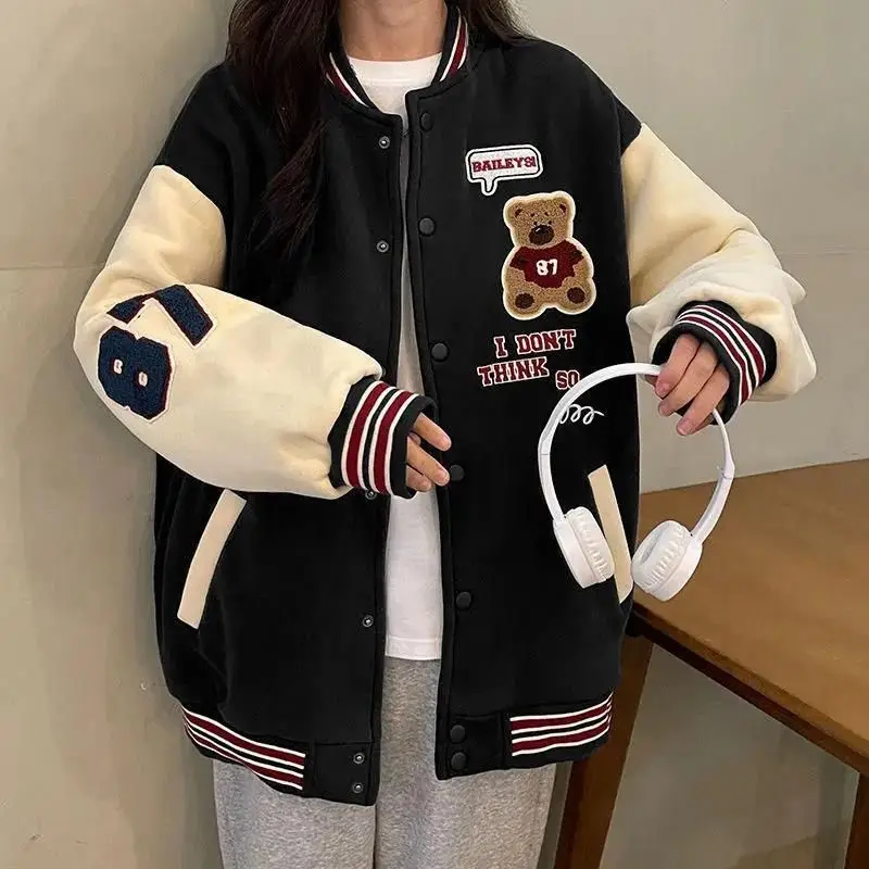 

Women Embroidered Baseball Uniform Spring Autumn Jacket Long Sleeve Top Korean Fashion Free Shipping Wholesale Coat Leisure New