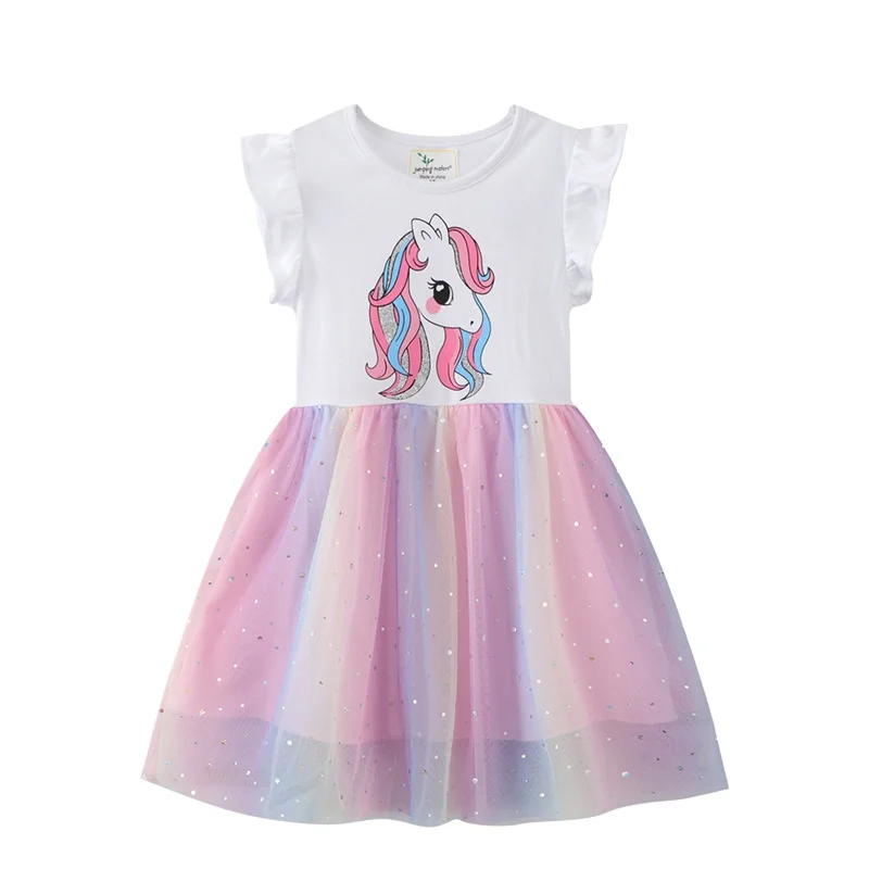 

Korea New Girls Dress Summer Children Dress Unicorn for Kids Clothes Cotton Short Sleeve Casual Kids Party Princess Dress 2-8 Y