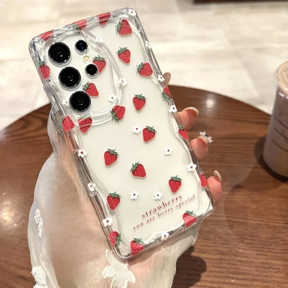 Cute Strawberry Pattern Clear Silicone Phone Case Cover