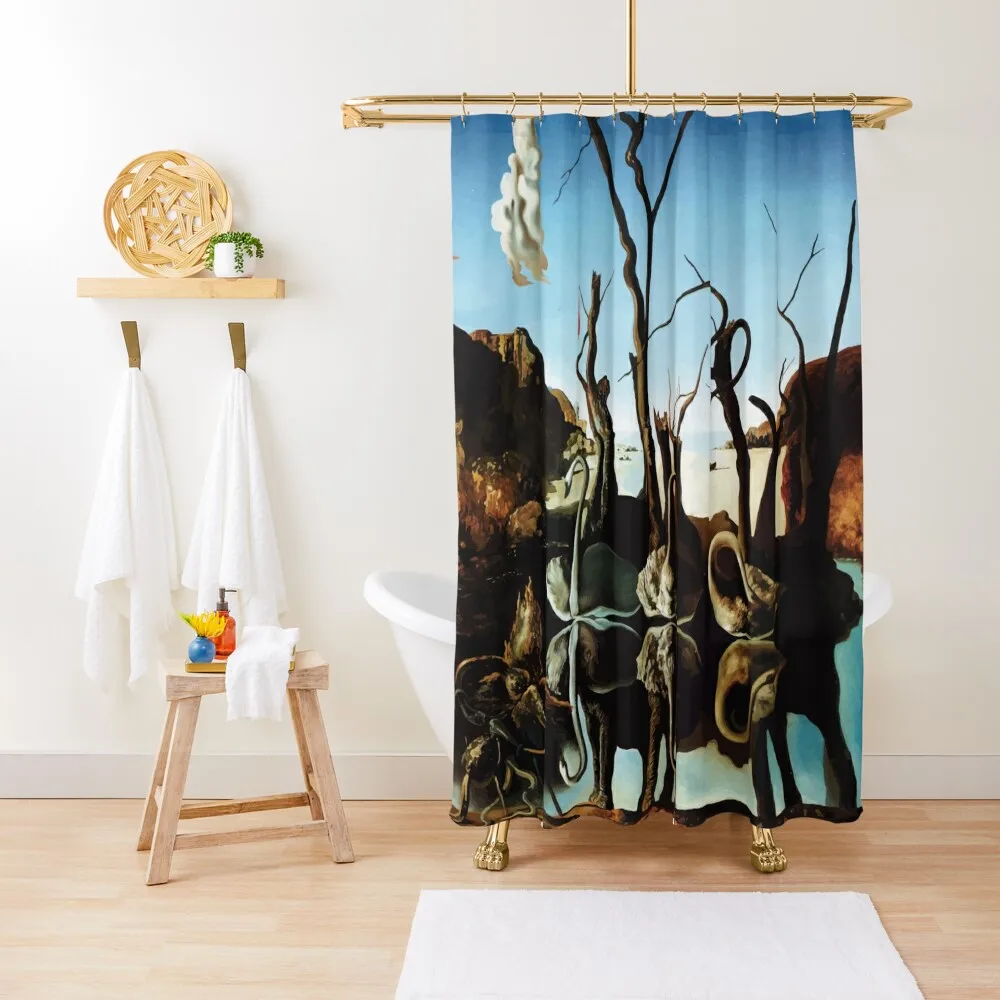 Salvador Dali | Swans Reflecting Elephants Shower Curtain Anti-Mold Waterproof Shower Curtain