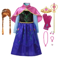 Summer Fancy Queen Elsa Anna Costume Girls Princess Dress Toddler Halloween Cosplay Party Vesidos For 2-10 Years 5
