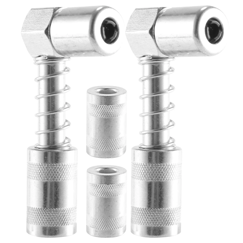 

4 Pieces 90 Degree Grease Coupler Adapter With Sleeves,3 Jaw Angle Grease Fitting Tool For Truck Auto Or Industrial Use