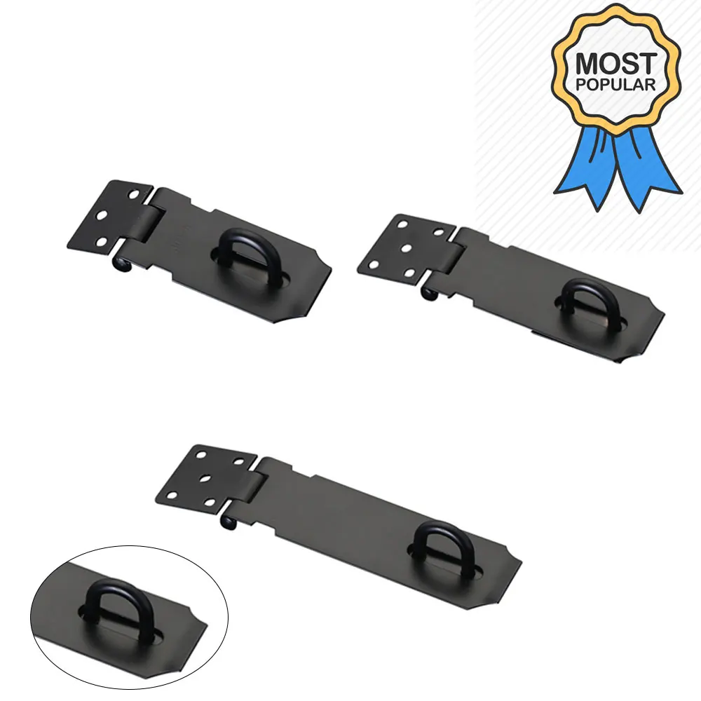 Stainless Steel 3"/4"/5" Black Cabinet Hasp Lock Anti Theft Door Lock Gate Hasp Staple Padlock Clasp Shed Latch Hardware Tools
