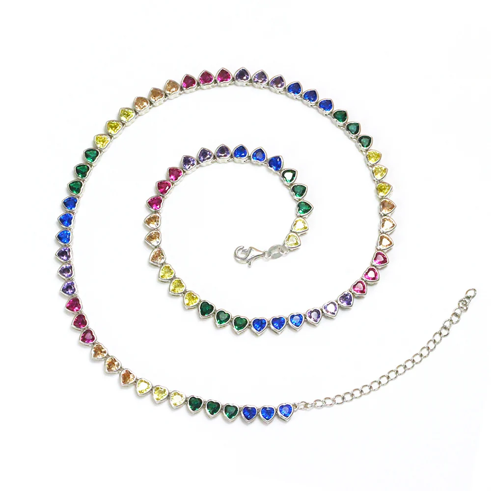 CWWZircons Genuine Top Cubic Zirconia Heart Shape Colorful Rianbow