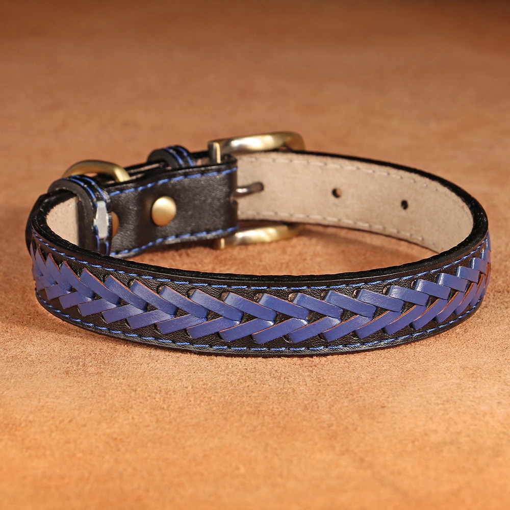 High Quality Leather Dog Braided Durable Pet Collars - PeticaDeals