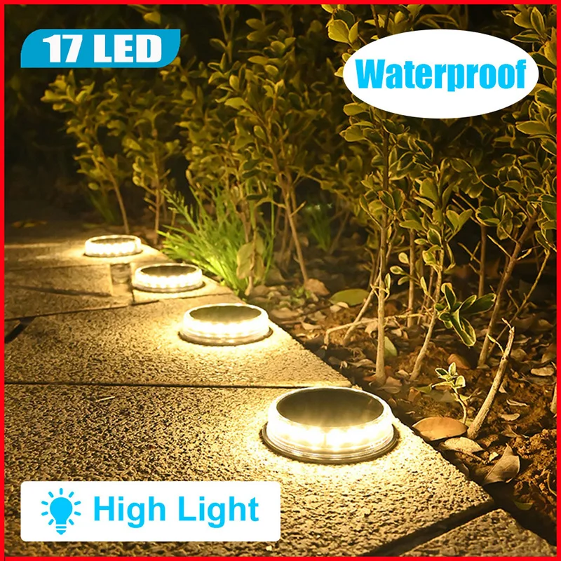 

4pcs Solar Pathway Lights Outdoor 17Led Waterproof Solar Light Ground for Garden Landscape Decor Solar Powered Ground Lamp