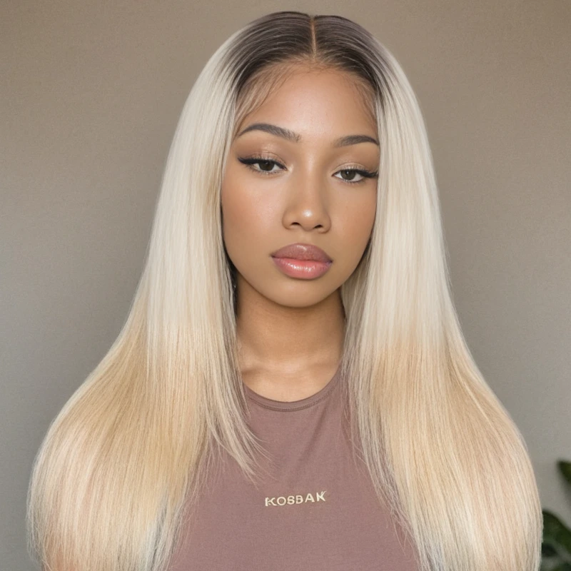 

SNQP 24inch Long Straight Blonde Wig New Stylish Hair Wig for Women Daily Cosplay Party Heat Resistant High Temperature Fiber