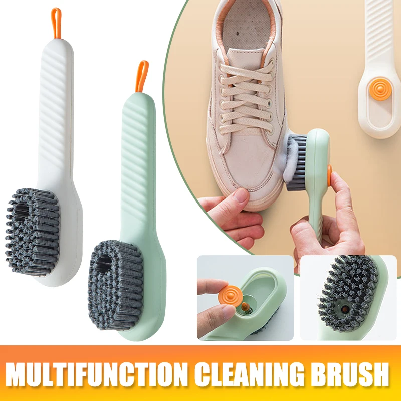 2PCS Multifunctional Cleaning Brush, Liquid Adding Shoe Brush, Soft Bristle  Cleaning Brush with Soap Dispenser, 2pcs Shoe Brush Cleaner for Bathroom