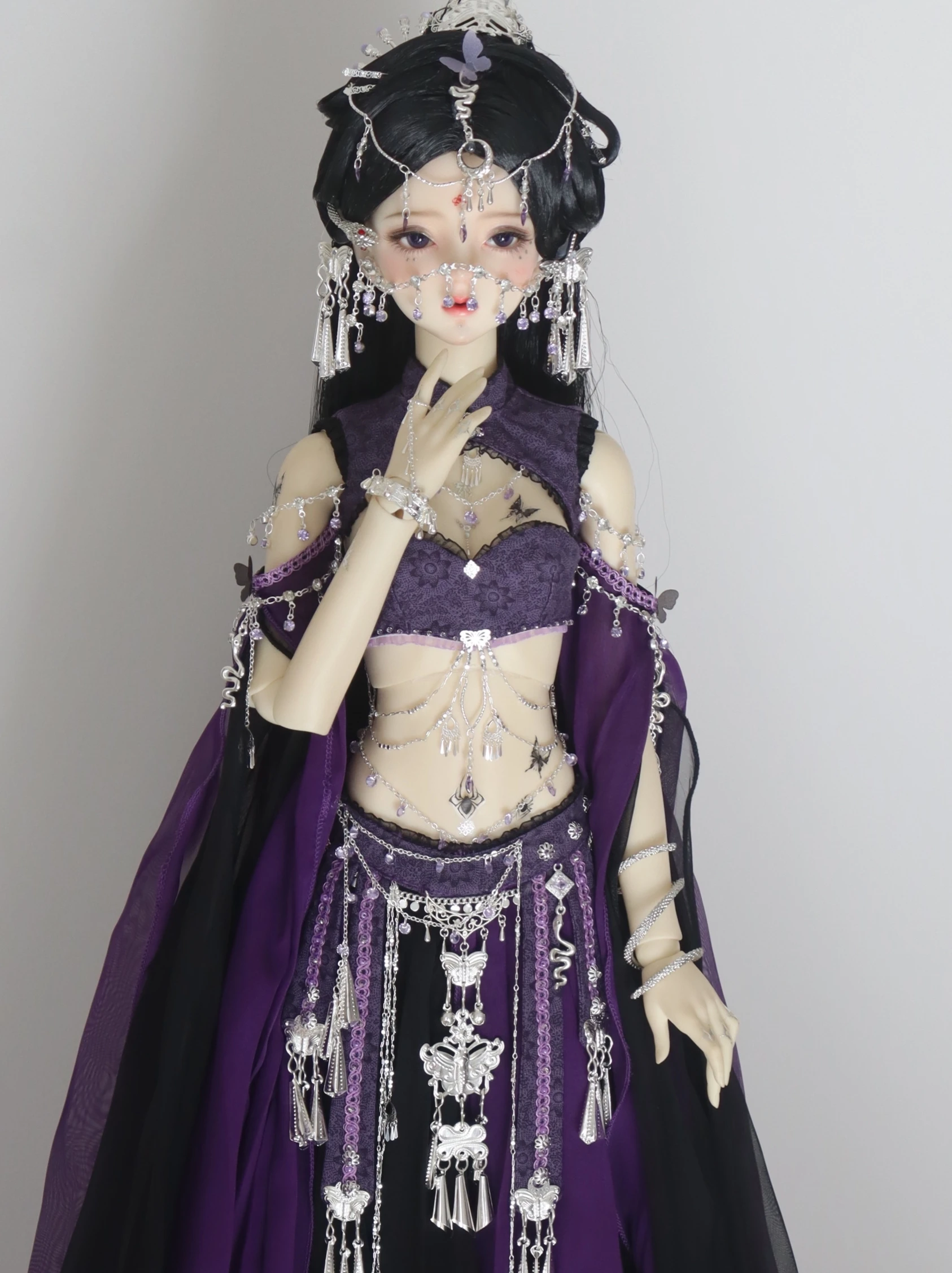 1/3 Scale Ancient Costume BJD Clothes Chinese Hanfu Dancer Purple