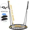 40'' Spider Web Tree Swing Round Net Swing Platform Rope Swing Set for Kids Adult, 71" Detachable Nylon Rope with Swivel 2