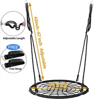 40'' Spider Web Tree Swing Round Net Swing Platform Rope Swing Set for Kids Adult, 71" Detachable Nylon Rope with Swivel 2