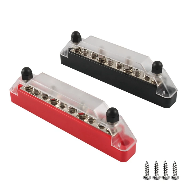 

2Pcs Positive Negative Bus Bar Power Distribution Block 4 X M6 Car Terminal Block Studs 6 X M4 Terminal Bus Screws