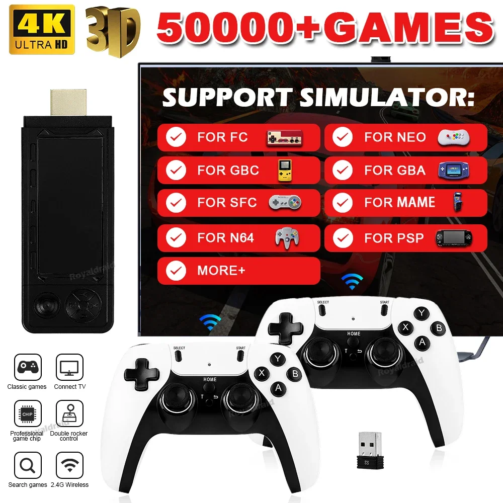NEW X9 PRO Video Game Stick Console 4K HD 50000+ Games 256G Wireless Controller Retro TV Game Console 45 Emulator For PSP/N64/DC 3