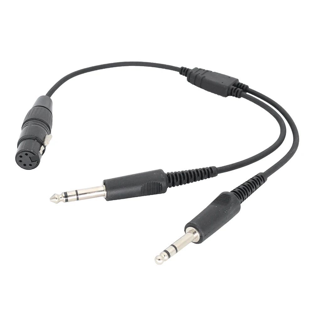 Aviation Headphone Cable Airbus XLR To GA Dual Plug 5 Pin Black Aircraft Headphone Connector Cable for Aviation Communication