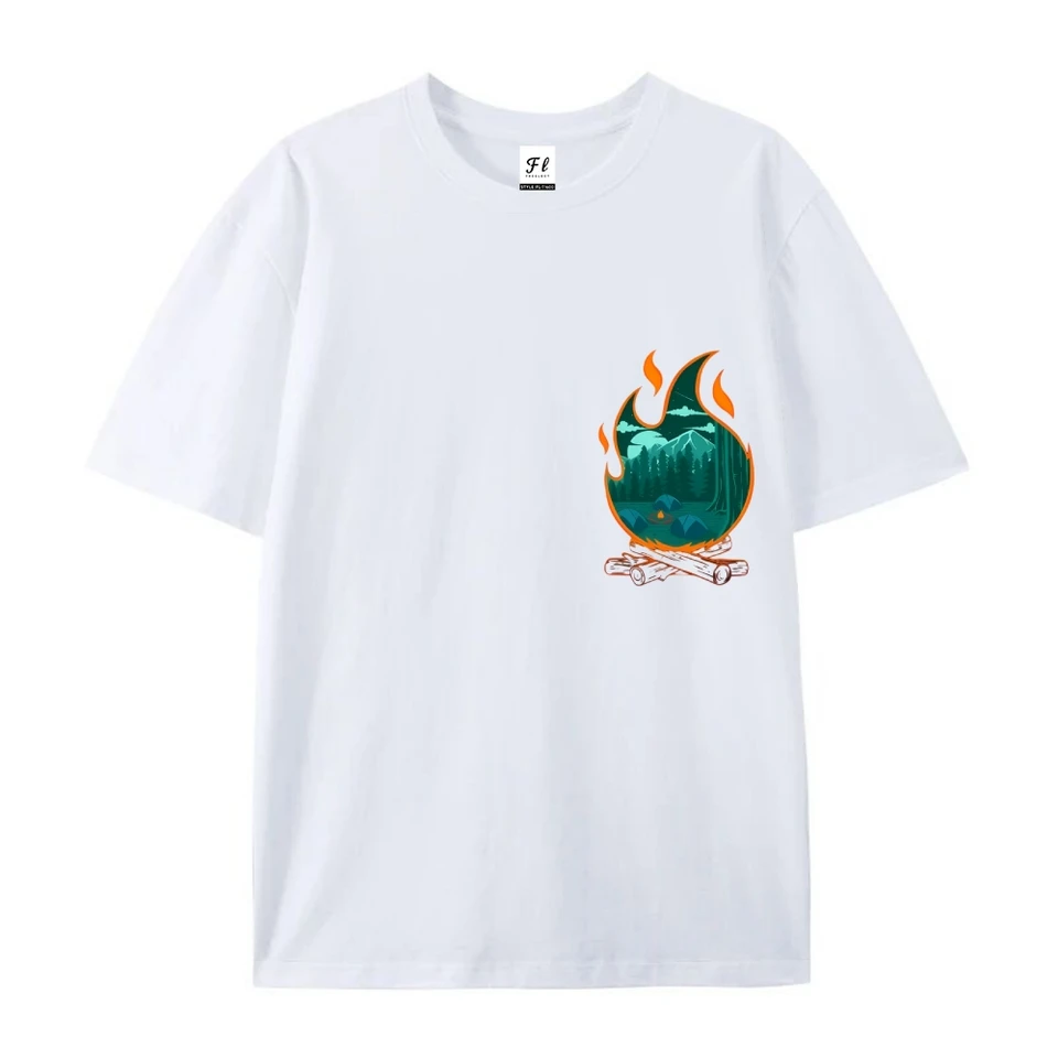 Campfire Scene Graphic T-shirt for Adventurers