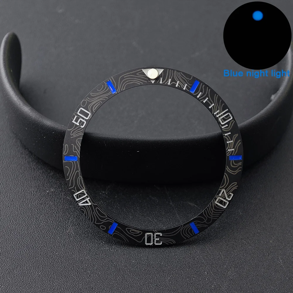 Men's Watch Replacement Bezel Insert with Tilted Ceramic and Carbon Fiber Texture