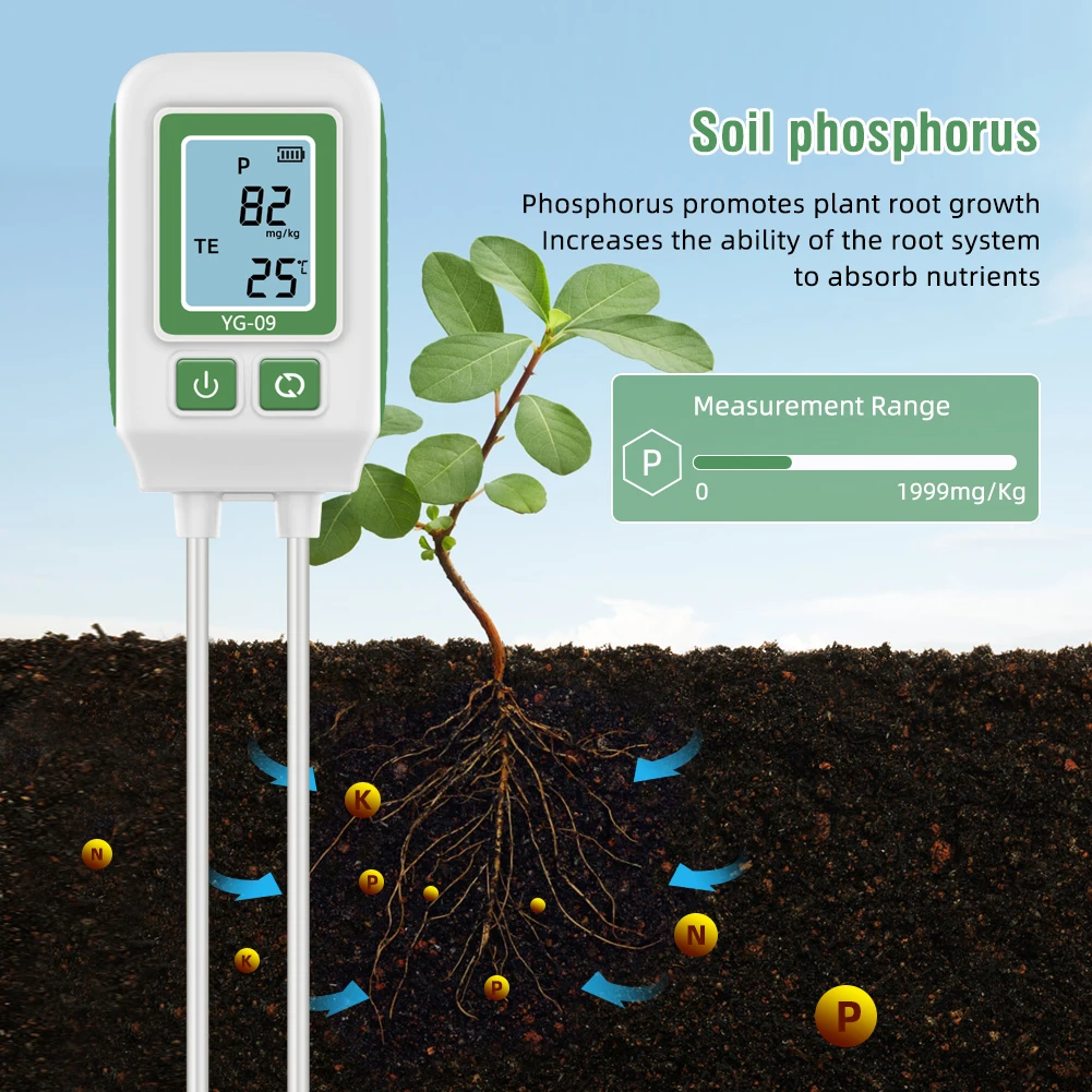 Yieryi Soil NPK Analyser Meter 0-1999mg/kg Dual Needle Nitrogen Phosphorus Potassium Detector Fertility Tester for Garden Farm 3