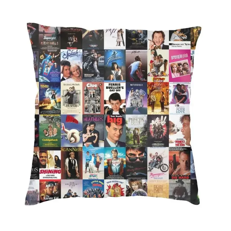 

80s movies collage cushion cover 66 X66 vintage movie movie theater gift plush cute throw pillow for car sofa pillowcase