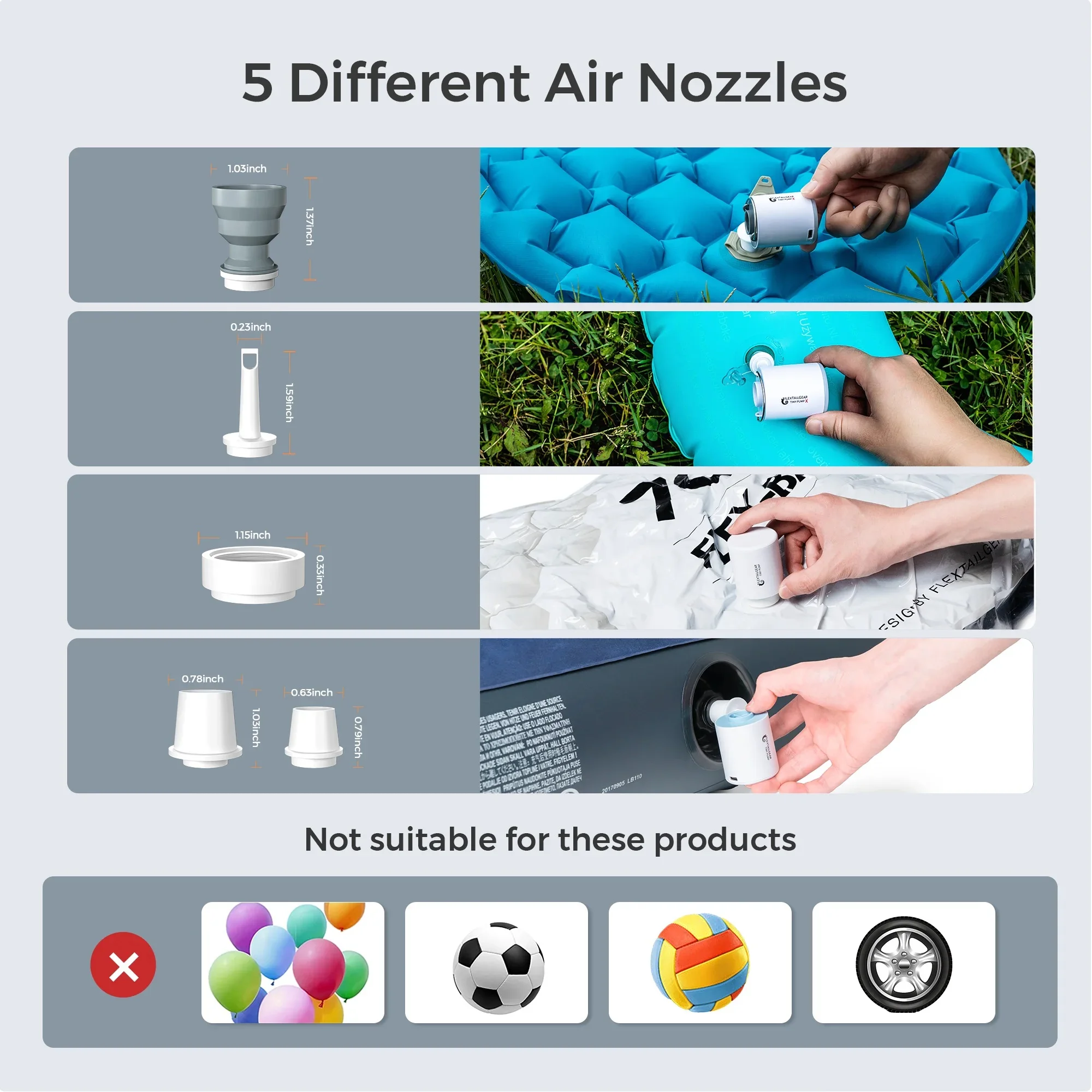 FLEXTAILGEAR Tiny Pump X USB Rechargeable Portable Air Pump for Travel Camping Air Bed Mattress Swimming Ring Vacuum Storage Bag