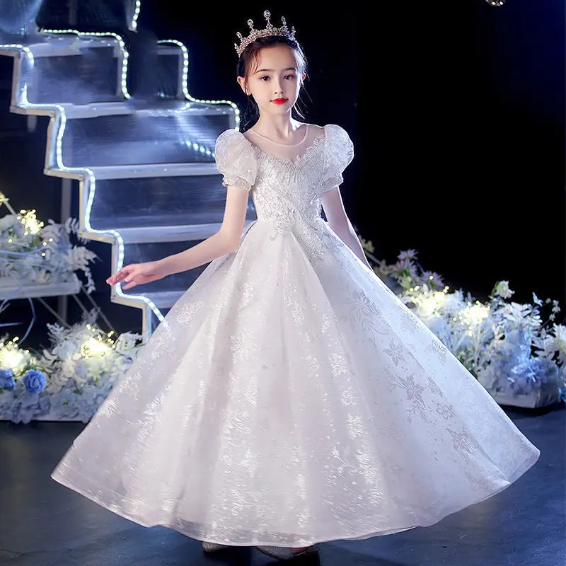 

Formal Banquet Kids Princess Dresses Children's Birthday Party Fluffy Gauze Gowns Piano Performance Little Girls Elegant Dress