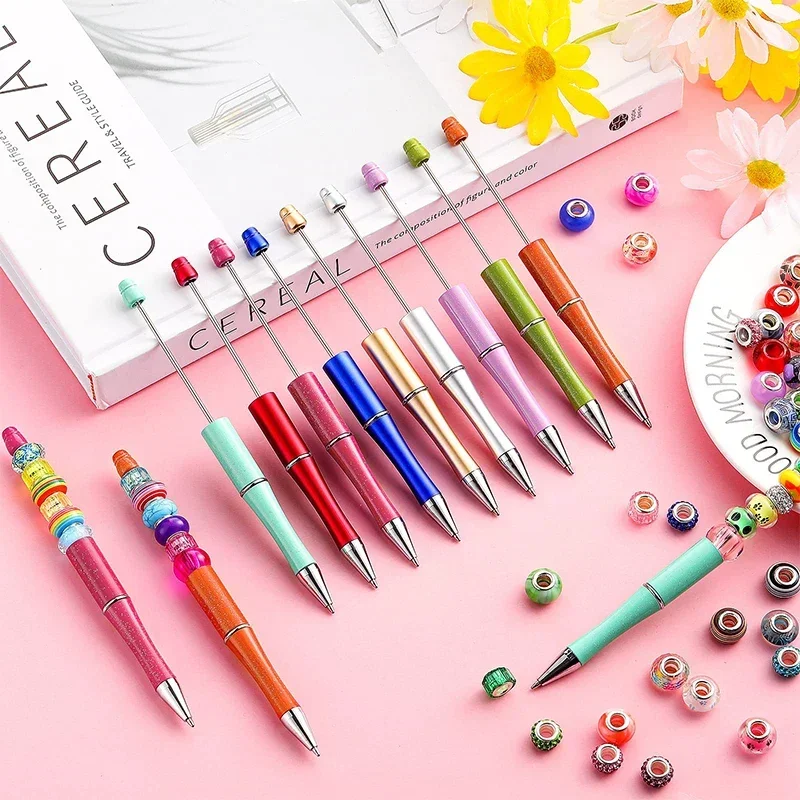 

for Students School 50pcs Office Pens Supplies Beadable Ballpoint Pen Plastic Mixed Ball Colors Bead Beads