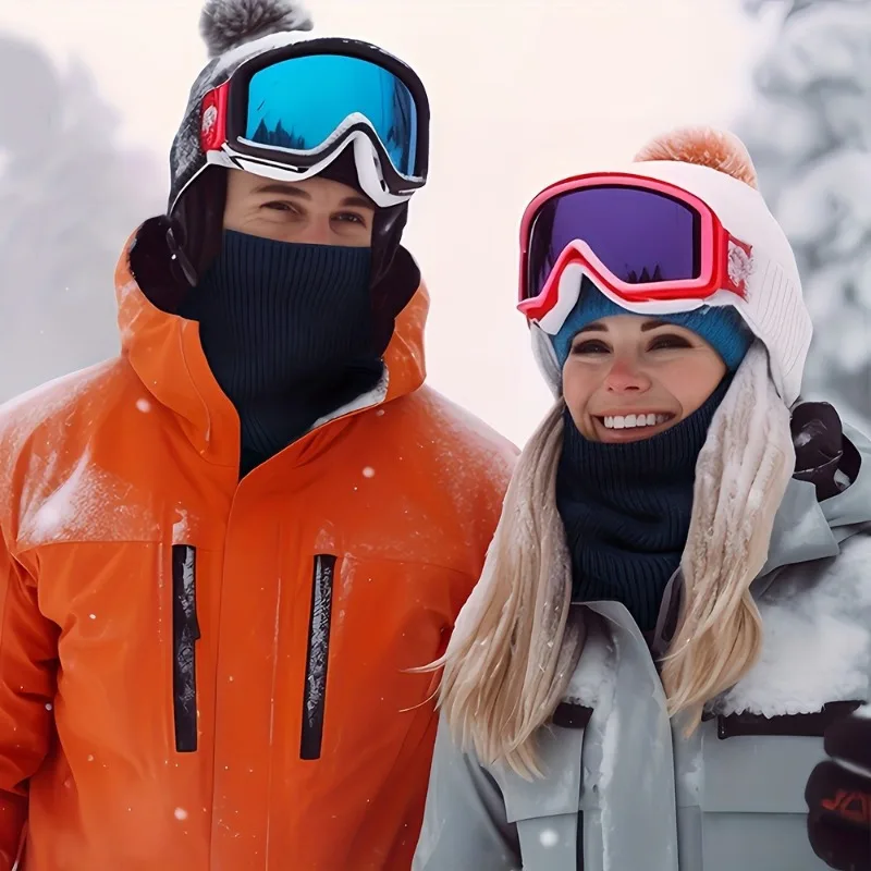 Winter Knitted Neck Cover Thickened Plush Warm Skiing Running Hiking Scarves Windproof Cold-proof Men Women Neck Warmers