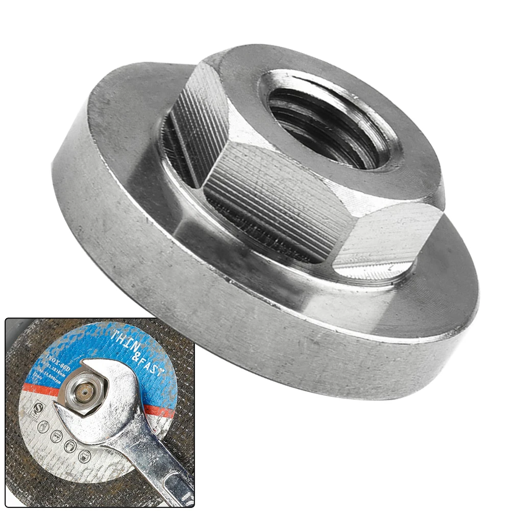 Hexagon-Flange Nut For Angle Grinder 100 Type Disc Quick Change Locking Nut Quick Release Angle Grinder Tools Accessories 2pcs locking plate chuck for m14 angle grinder sds quick release nut clamping top self locking pressure plate top bottom