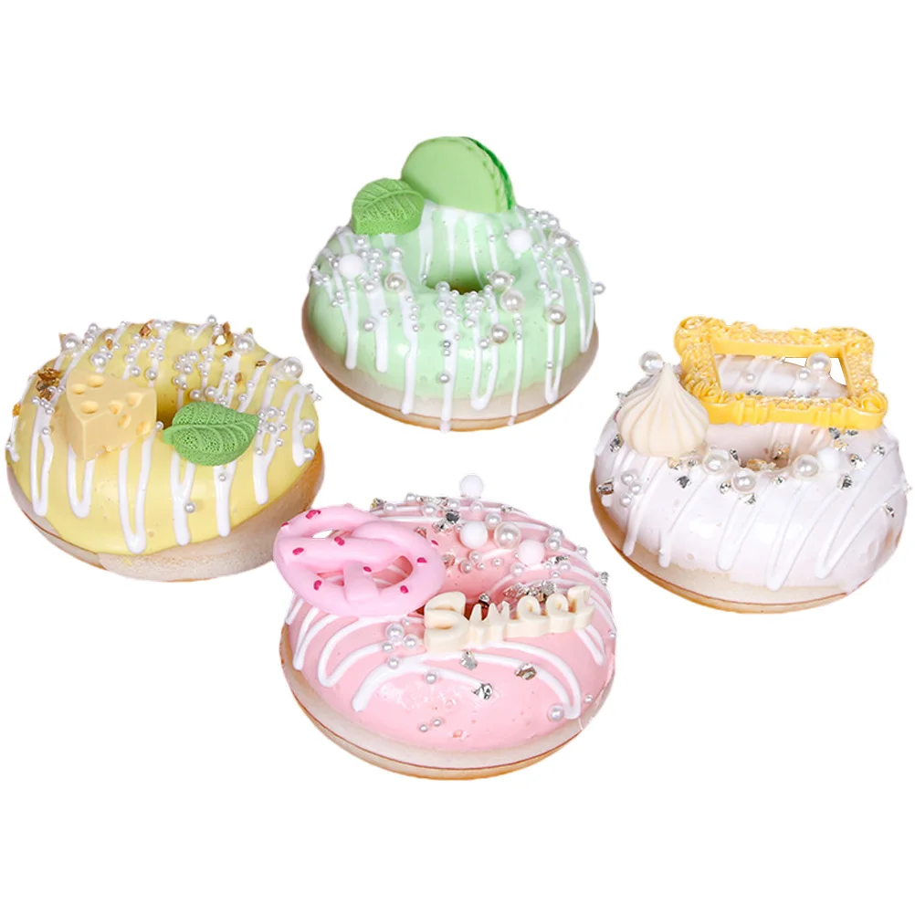 

4 Pcs Toy Faux Donuts Simulation Models Decorate Party Decors Artificial Desserts