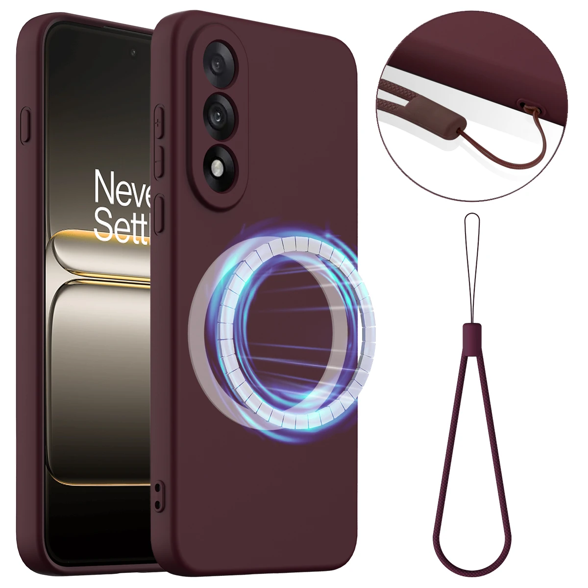 Magnetic Soft Liquid Silicone Strap Protective Case with Microfiber Lining