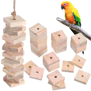 100 Pcs Parrot Chewing Toy Wooden Playset Cage Climbing Toys Bird Foraging Hanging Cockatoo Biting Blocks Macaw Cockatiel